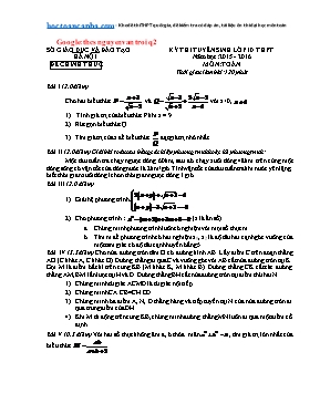 Đề thi tuyển sinh vào Lớp 10 THPT môn Toán - Năm học 2015-2016 - Sở Giáo dục & Đào tạo Hà Nội (Có đáp án)