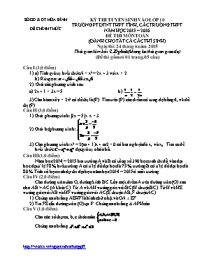 Đề thi tuyển sinh vào Lớp 10 THPT môn Toán - 