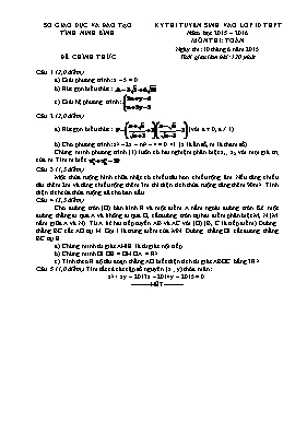 Đề thi tuyển sinh vào Lớp 10 THPT môn Toán - 