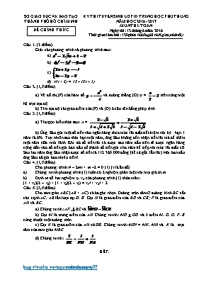 Đề thi tuyển sinh vào Lớp 10 THPT môn Toán - Năm học 2016-2017 - Sở Giáo dục và Đào tạo Thành phố Hồ Chí Minh (Có đáp án)