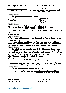 Đề thi tuyển sinh vào Lớp 10 THPT môn Toán - Năm học 2016-2017 - Sở Giáo dục và Đào tạo Hải Dương (Có đáp án)