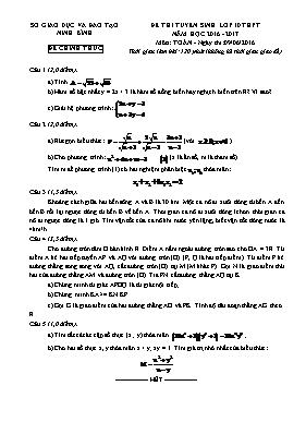 Đề thi tuyển sinh vào Lớp 10 THPT môn Toán - Năm học 2016-2017 - Sở GD & ĐT Ninh Bình