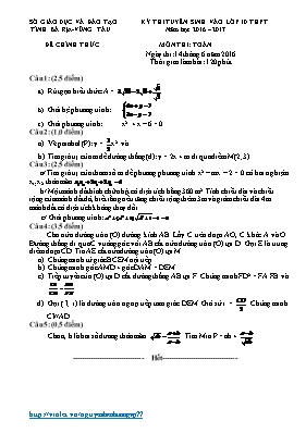 Đề thi tuyển sinh vào Lớp 10 THPT môn Toán - 