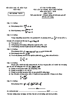 Đề thi tuyển sinh vào Lớp 10 THPT môn Toán - 