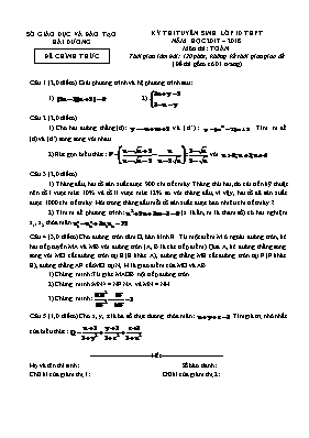 Đề thi tuyển sinh vào Lớp 10 THPT môn Toán - Năm học 2017-2018 - Sở GD & ĐT Hải Dương