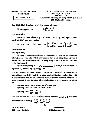 Đề thi tuyển sinh vào Lớp 10 THPT môn Toán - 