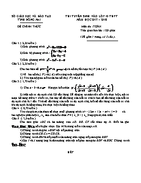 Đề thi tuyển sinh vào Lớp 10 THPT môn Toán - 