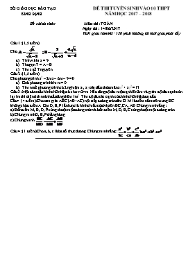 Đề thi tuyển sinh vào Lớp 10 THPT môn Toán - 