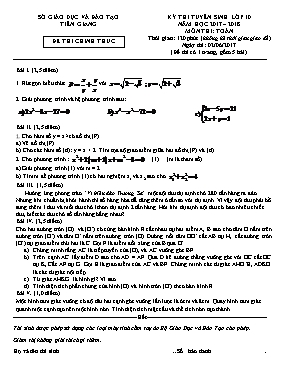Đề thi tuyển sinh vào Lớp 10 THPT môn Toán - 