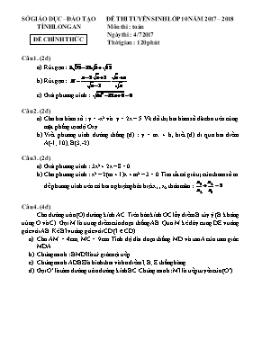 Đề thi tuyển sinh vào Lớp 10 THPT môn Toán - 