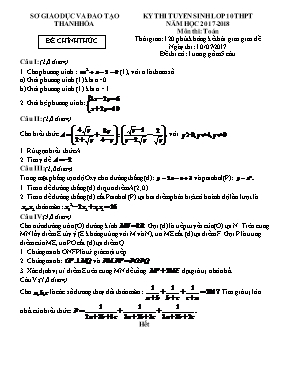 Đề thi tuyển sinh vào Lớp 10 THPT môn Toán - Năm học 2017-2018 - Sở GD & ĐT Thanh Hóa (Có đáp án)