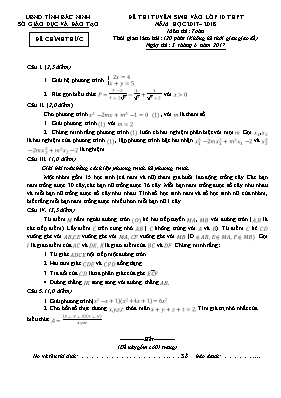 Đề thi tuyển sinh vào Lớp 10 THPT môn Toán - 