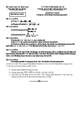 Đề thi tuyển sinh vào Lớp 10 THPT môn Toán - 