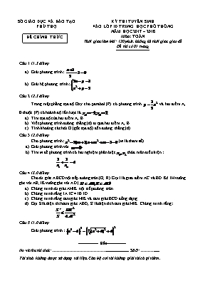 Đề thi tuyển sinh vào Lớp 10 THPT môn Toán - 