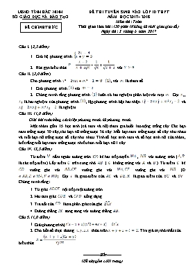 Đề thi tuyển sinh vào Lớp 10 THPT môn Toán - 