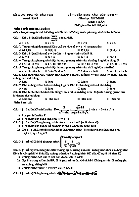 Đề thi tuyển sinh vào Lớp 10 THPT môn Toán - Năm học 2017-2018 - Sở GD & ĐT Nam Định