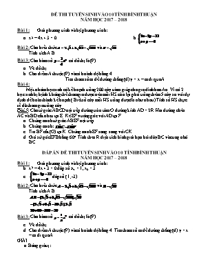 Đề thi tuyển sinh vào Lớp 10 THPT môn Toán - Năm học 2017-2018 - Sở GD & ĐT Bình Thuận (Có đáp án)