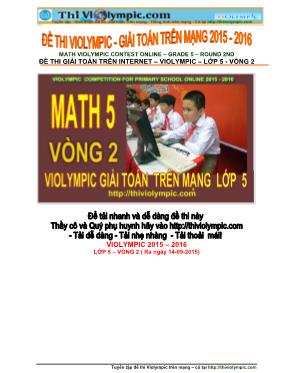 Đề thi violympic - Giải toán trên mạng Lớp 5 