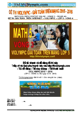 Đề thi violympic - Giải toán trên mạng Lớp 5 