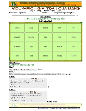 Đề thi violympic môn Toán Lớp 4 - Vòng 3 - Năm học 2015-2016