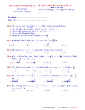 Đề trắc nghiệm ôn thi THPT Quốc gia môn Toán - Nguyễn Văn Hưng