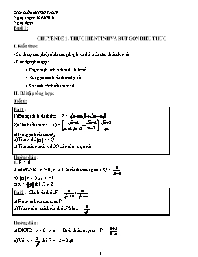 Giáo án Bồi dưỡng học sinh giỏi Toán 9 - Năm 