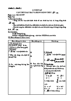 Giáo án Phụ đạo Toán Lớp 9 - Buổi 1