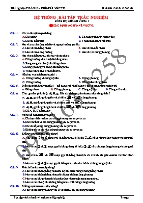 Hệ thống bài tập trắc nghiệm Chương I môn Đại