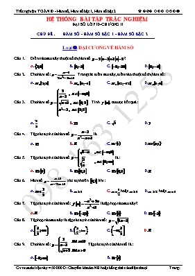Hệ thống bài tập trắc nghiệm Chương II môn Đạ