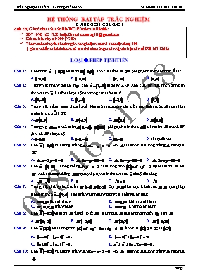 Hệ thống bài tập trắc nghiệm Hình học 11 - Ch