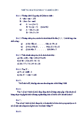 Những bài toán hay và khó Lớp 3