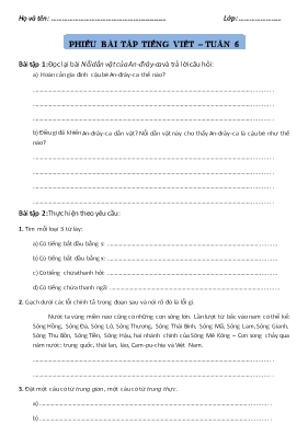 Phiếu bài tập Tuần 6 môn Tiếng Việt Lớp 4
