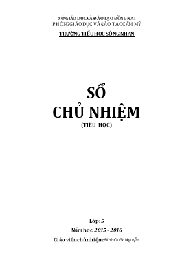 Sổ chủ nhiệm Lớp 5 - Năm học 2015-2016 - Đinh Quốc Nguyễn