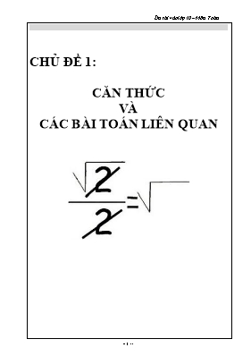 Tài liệu ôn thi vào Lớp 10 THPT môn Toán