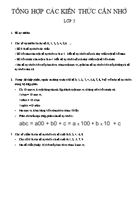 Tổng hợp các kiến thức cần nhớ Toán Lớp 3