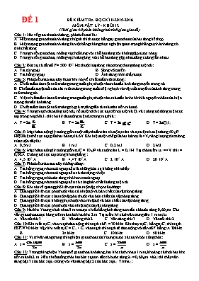 10 Đề kiểm tra học kỳ II môn Vật lý 12 - Năm học 2015-2016
