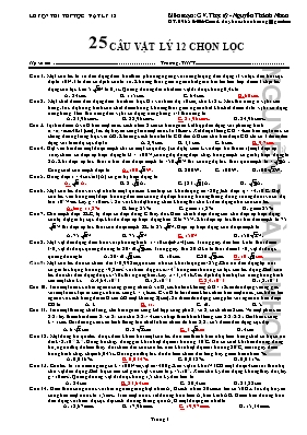 25 Câu Vật lý 12 chọn lọc 25 Câu Vật lý 12 chọn lọc