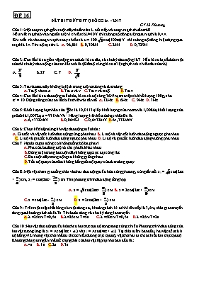 5 Đề thi thử THPT Quốc gia môn Vật lý năm 2017 5 Đề thi thử THPT Quốc gia môn Vật lý năm 2017