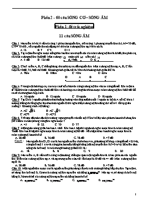 60 Câu Sóng cơ – Sóng âm 60 Câu Sóng cơ – Sóng âm