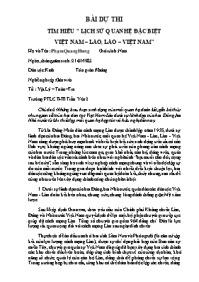 Bài dự thi "Tìm hiểu lịch sử quan hệ đặc biệt