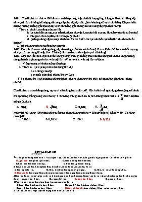 Bài tập trắc nghiệm Con lắc lò xo