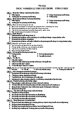 Bài tập trắc nghiệm lí thuyết chương Sóng cơ 