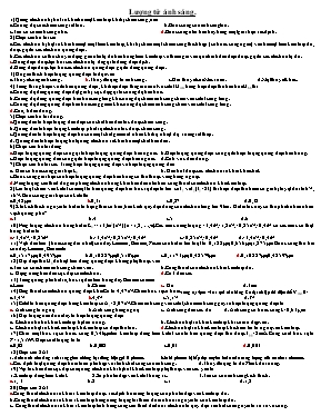 Bài tập  trắc nghiệm Lượng tử ánh sáng