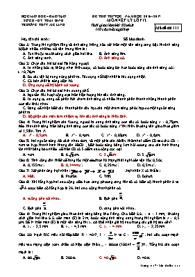 Bộ đề thi thử THPT Quốc gia môn Vật lý - Năm học 2016-2017 - Trường THPT Mê Linh