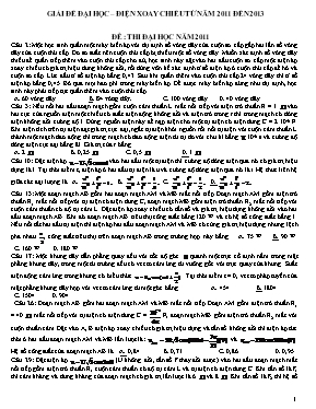 Câu hỏi Dòng điện xoay chiều trong đề thi Đại học