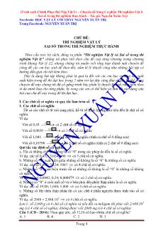 Chủ đề: Thí nghiệm vật lý sai số trong thí nghiệm thực hành Chủ đề: Thí nghiệm vật lý sai số trong thí nghiệm thực hành