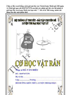 Chuyên đề bài tập Cơ học vật rắn - Năm học 2017-2018 - Hà Văn Hiếu