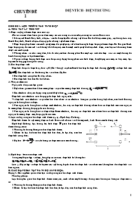 Chuyên đề Kỹ thuật giải nhanh bài tập Điện tích - Điện trường