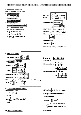 Chuyển động tròn đều Lớp 10 – Các phương trình dao động điều Hòa Lớp12