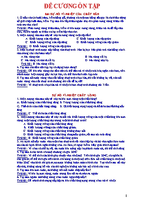 Đề cương học kì 2 môn Vật lý Lớp 6